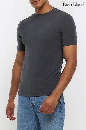 River Island Grey Muscle Fit T-Shirt (N00627) | £10