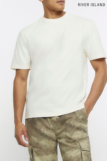 River Island Ecru basique Regular Fit T-Shirt (N00630) | £10