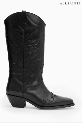 AllSaints Black Kacey court Boots (N00655) | £289