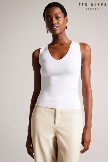Ted Baker Sarhaa  Knitted Fitted White Vest (N00705) | £75