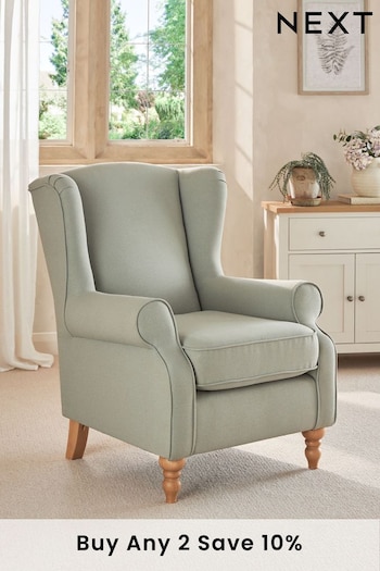 Tweedy Blend Sage Green Sherlock Highback Armchair (N00716) | £475