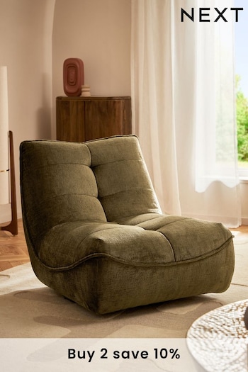Plush Chenille Moss Green Lucca Swivel Pillow Accent Chair (N00721) | £425