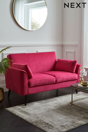 Soft Velvet Fuschia Pink Mila Compact 2 Seater Sofa In A Box (N00724) | £425
