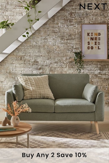 Soft Linen Look Sage Green Mila Compact 2 Seater 'Sofa In A Box' (N00725) | £425