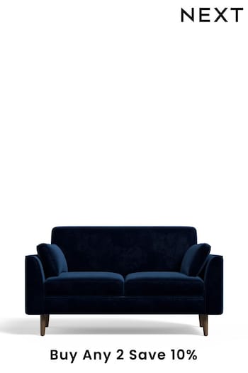 Soft Velvet Navy Blue Mila Compact 2 Seater Sofa In A Box (N00727) | £425