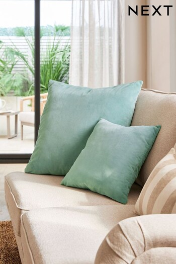 Mint Green Matte Velvet Large Square Cushion (N00735) | £16