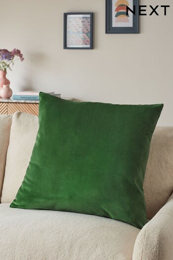 Bright Green Matte Velvet Large Square Cushion (N00739) | £16