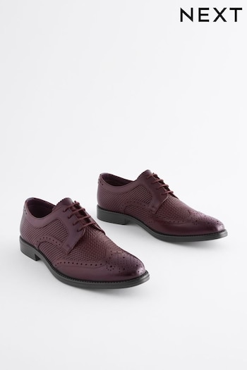 Burgundy Red Embossed Leather Brogue shoes new (N00825) | £50