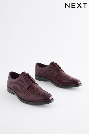 Burgundy Red Embossed Leather Brogue constant Shoes (N00825) | £50