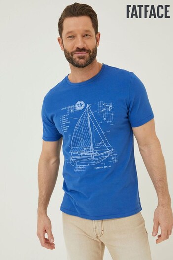 FatFace Blue Boat Sketch T-Shirt (N00931) | £28