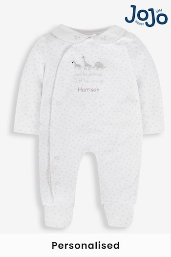 JoJo Maman Bébé White Personalised Welcome Little One Sleepsuit (N00951) | £27