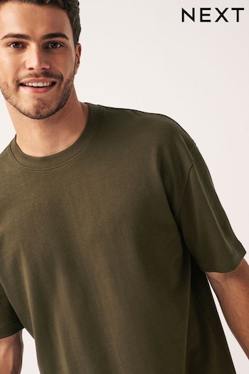 Khaki Green Relaxed Heavyweight T-Shirt (N00986) | £15