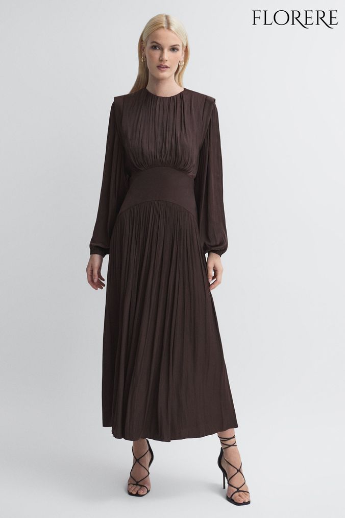 Florere Pleated Midi Dress (N01004) | £298