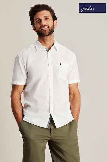 Joules Breaker White Short Sleeve Linen Shirt Karl (N01083) | £29.95