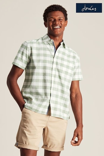 Joules Breaker Green Short Sleeve Linen Shirt (N01084) | £26.95