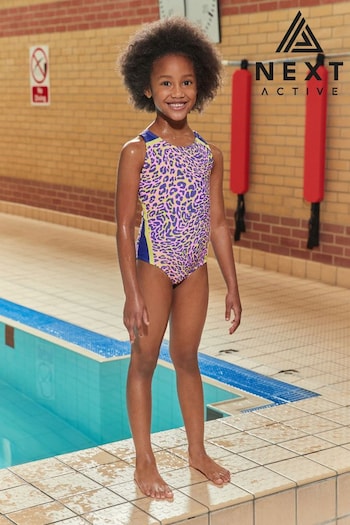 Pink Leopard Print aqua Cross-Back Swimsuit (3-16yrs) (N01103) | £12 - £17