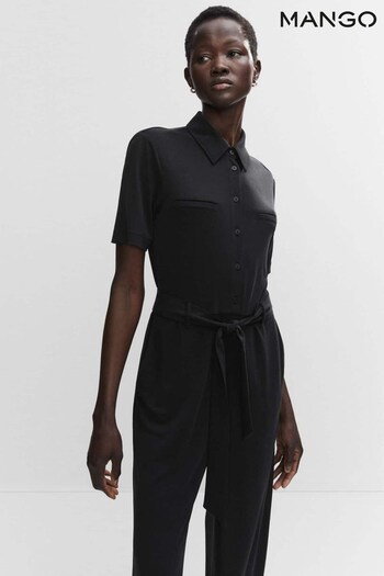 Mango Modal Shirt Style Black Jumpsuit (N01122) | £50