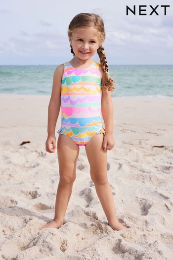 Multi Scallop Rainbow Frill Swimsuit (3mths-10yrs) (N01179) | £11 - £13