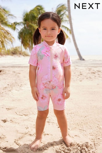 Pink Floral Sunsafe Swimsuit (3mths-7yrs) (N01199) | £13 - £15