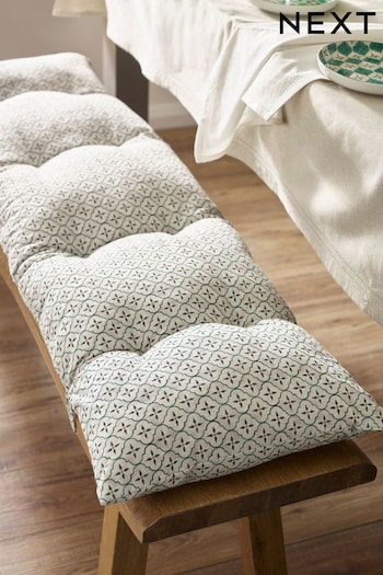 Teal Blue Mediterranean Tile Bench Cushion Pad (N01263) | £30