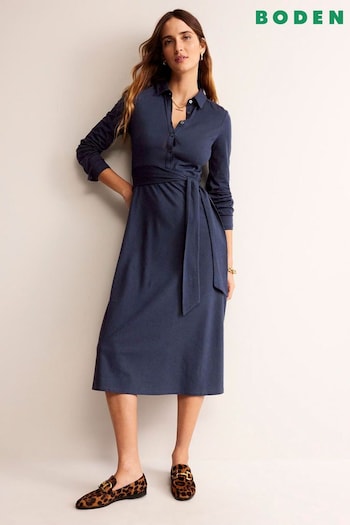 Boden Blue Laura Jersey Midi Shirt Dress (N01308) | £85
