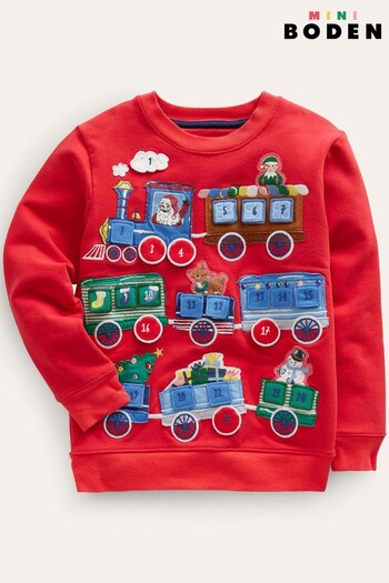 Boden Red Advent Calendar Christmas Sweatshirt (N01321) | £37 - £42