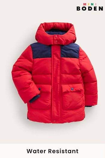 Boden Red Lined Padded Winter Coat (N01324) | £62 - £68