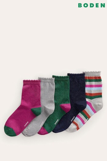 Boden Multi Sparkle Ankle Socks 5 Packs (N01332) | £35