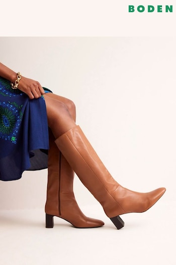 Boden Brown Erica Knee High Leather Boots (N01340) | £230