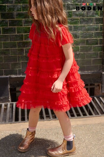 Boden Red Tulle Tiered Dress (N01344) | £52 - £58