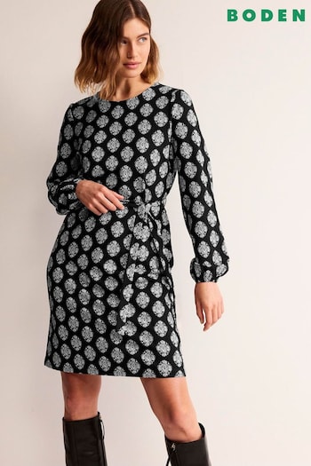 Boden Black/White Violet Jersey Shift Dress (N01347) | £90