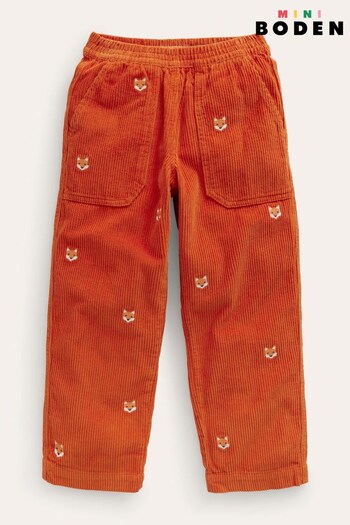 Boden Orange Embroidery Cord Chunky Pull-On Trousers (N01359) | £29 - £34