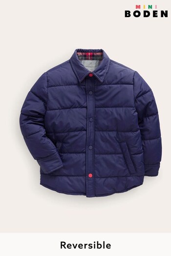 Boden Blue Reversible Quilted Shacket (N01360) | £42 - £48