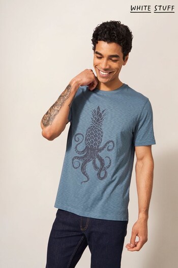 White Stuff Blue Octo Pinapple Graphic T-Shirt (N01385) | £28