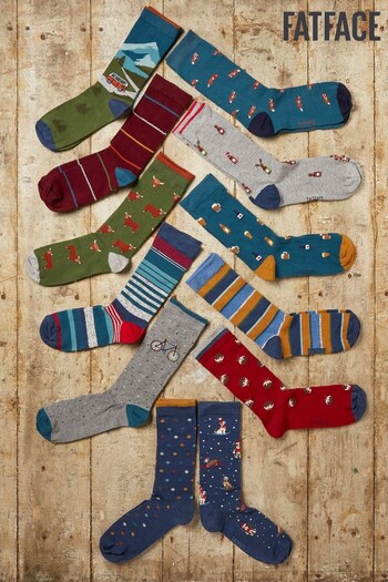 FatFace Green 12 Days Of Socks Gift Set (N01402) | £35