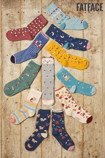 FatFace Red 12 Days Of Socks Gift Set (N01405) | £35