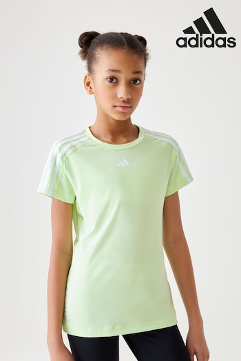 adidas Maski Green Sportswear Train Essentials Aeroready 3-Stripes Slim-Fit Training T-Shirt (N01444) | £13