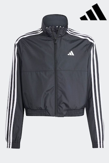 adidas Black Kids Sportswear Train Essentials Full Zip Hooded Jacket (N01445) | £33