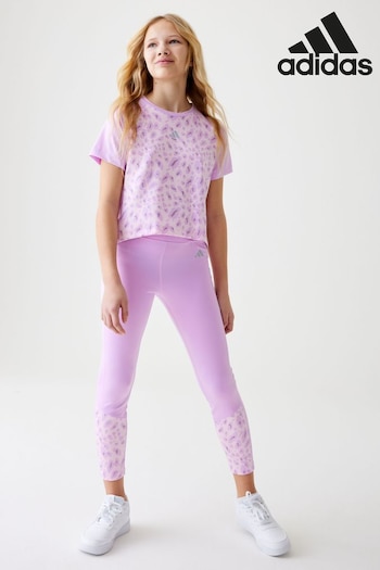 adidas Purple padded-sleevewear Kids Optime 7/8 Leggings (N01495) | £30