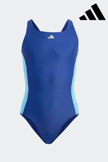 adidas center Blue Performance Cut 3 Stripes Swimsuit (N01497) | £18