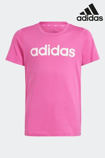 adidas Pink Slim Fit Sportswear Essentials Linear Logo Cotton T-Shirt (N01558) | £13