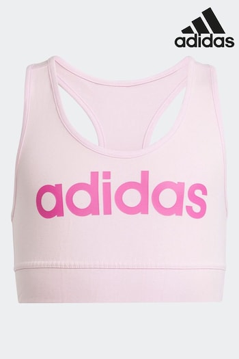 adidas Pink Sportswear Essentials Linear Logo Cotton Bra Top (N01560) | £13