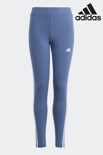 adidas Third Blue Sportswear Essentials 3 Stripes Cotton Leggings (N01564) | £18