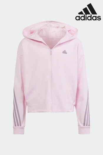 adidas Pink essentialwear Future Icons 3-Stripes Full-Zip Hoodie (N01569) | £38