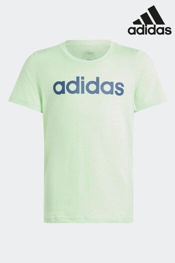 adidas Green Sportswear Essentials Linear Logo Cotton Slim Fit T-Shirt (N01573) | £13