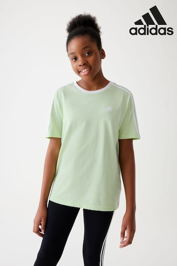 adidas Green Sportswear Essentials 3-Stripes Cotton Loose Fit Boyfriend T-Shirt (N01575) | £13