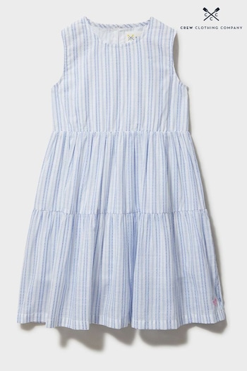 Crew Clothing Company Blue Stripe Cotton A-Line Dress (N01590) | £28 - £32
