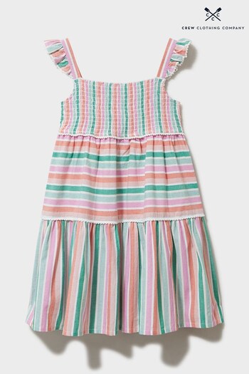 Crew Clothing Company Pink Stripe Cotton A-Line Dress (N01591) | £28 - £36