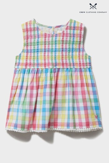 Crew Clothing Company Pink Check Print Cotton Casual Longline Sleeveless Blouse (N01597) | £22 - £26