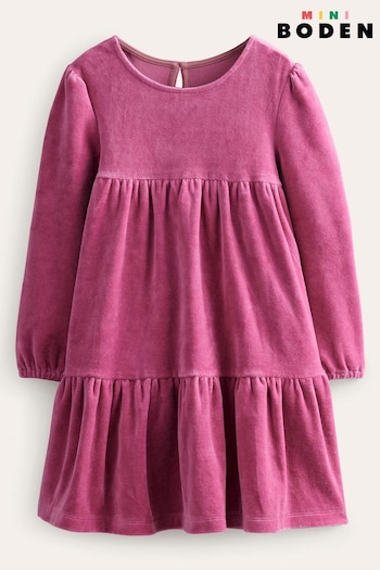 Boden Purple Tiered Velour Dress (N01726) | £25 - £29